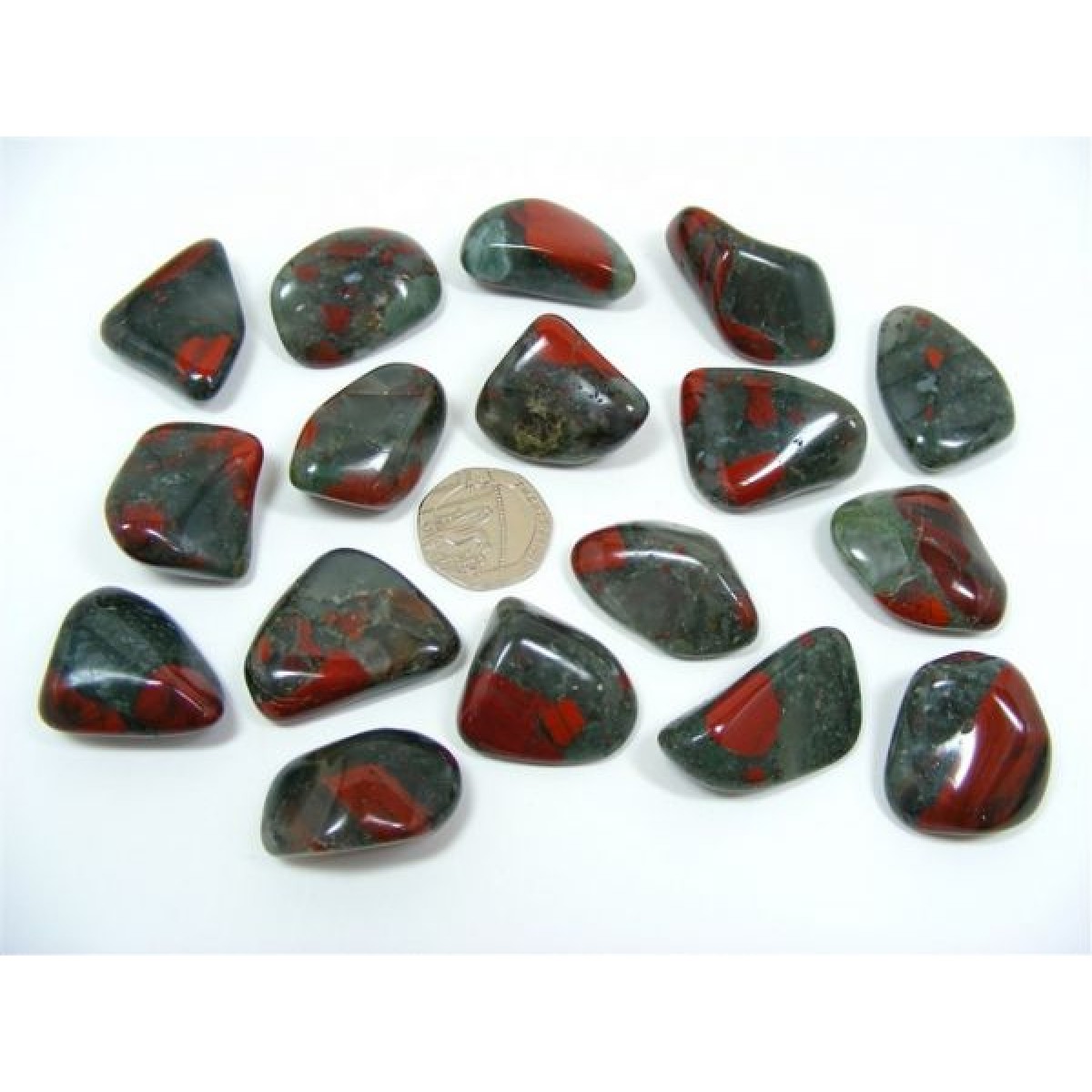 Tumble Mix Rough - Jasper, Evergreen (African Bloodstone)