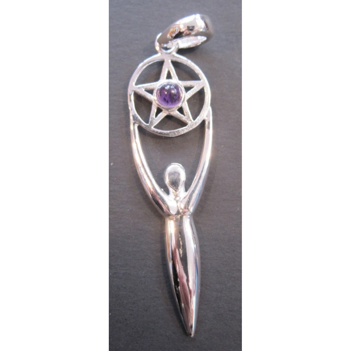 Silver Goddess Pendant With Amethyst